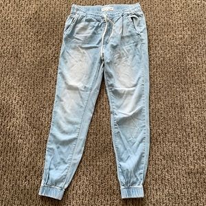 Light wash denim joggers